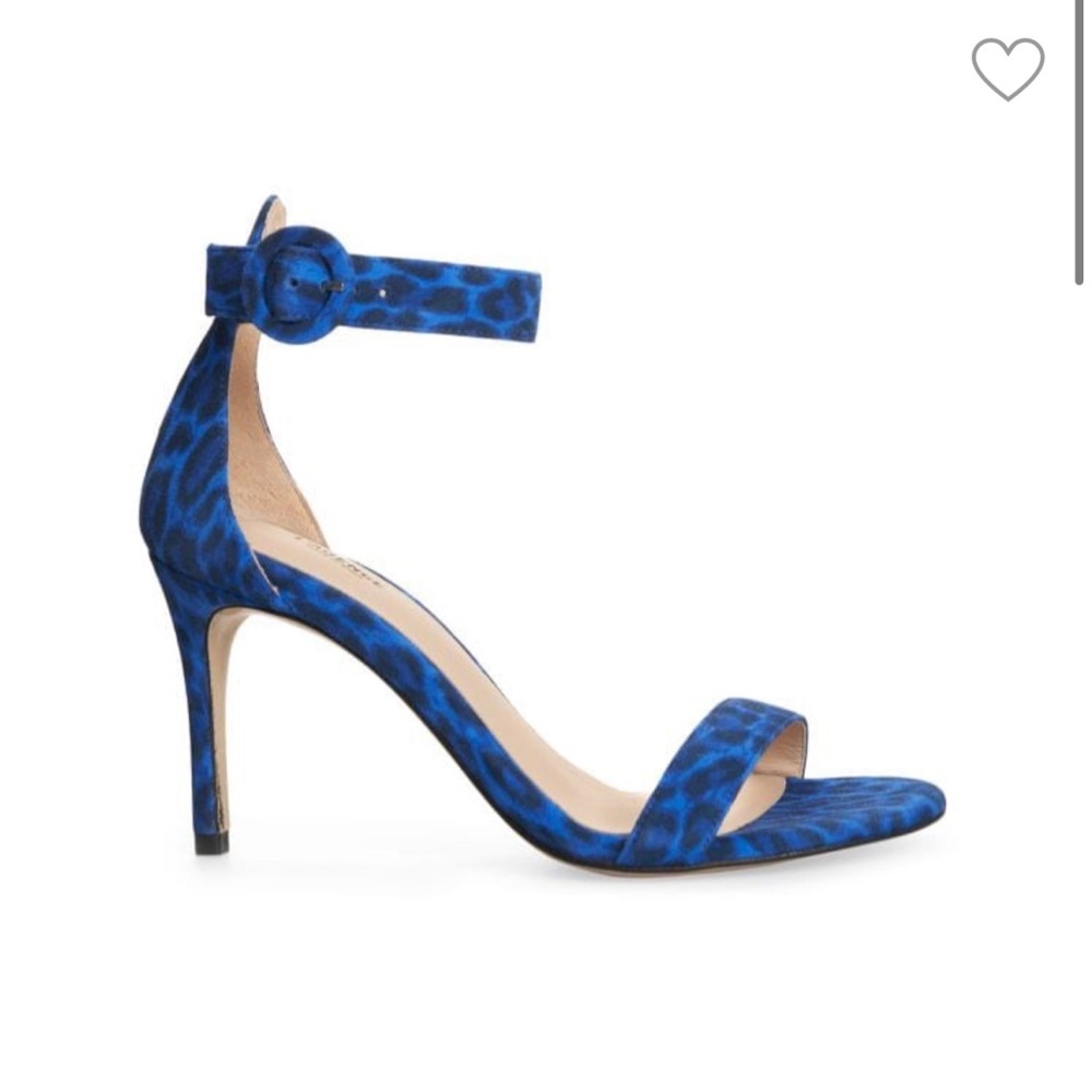 💕  L'AGENCE Gisele II Leopard Velvet Sandals-Cobalt Blue